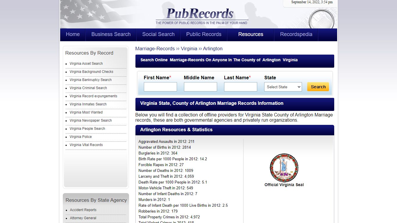 Arlington County, Virginia Marriage Records
