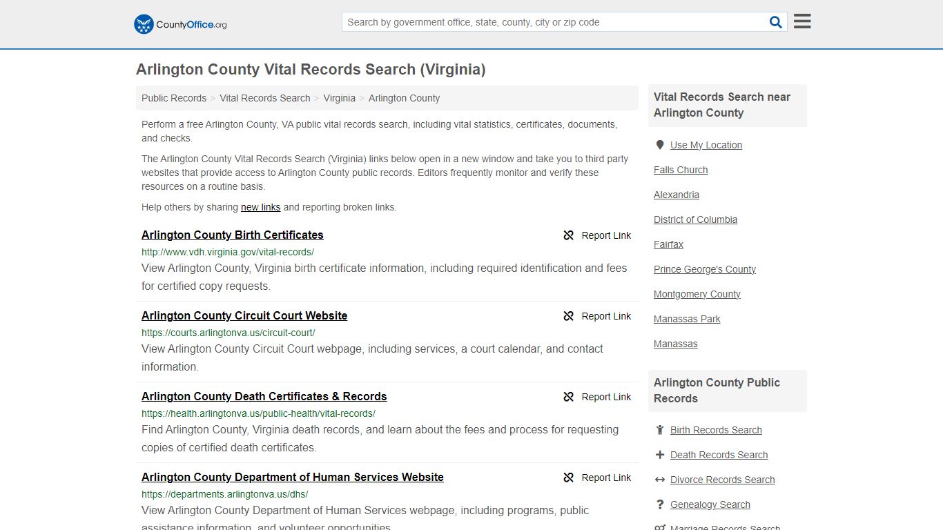 Vital Records Search - Arlington County, VA (Birth, Death, Marriage ...